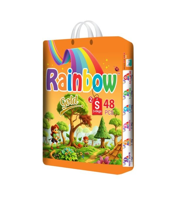 Economy Pack Rainbow Gold Baby Diapers Size 2 Small (3-6kgs) 48pcs