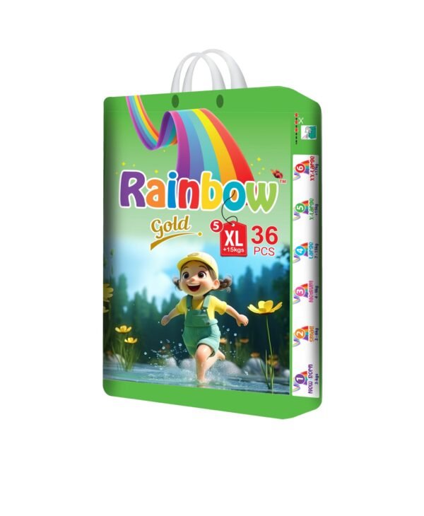 Economy Pack Rainbow Gold Baby Diapers Size 5 XL (+15Kgs) 36pcs