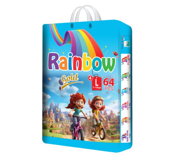 Rainbow Gold Baby Diapers Size 4 Large (7-15kgs) 64pcs