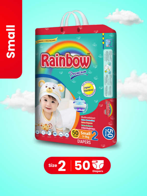 Rainbow Premium Baby Diapers Size 2 Small (3-5kgs) 50pcs