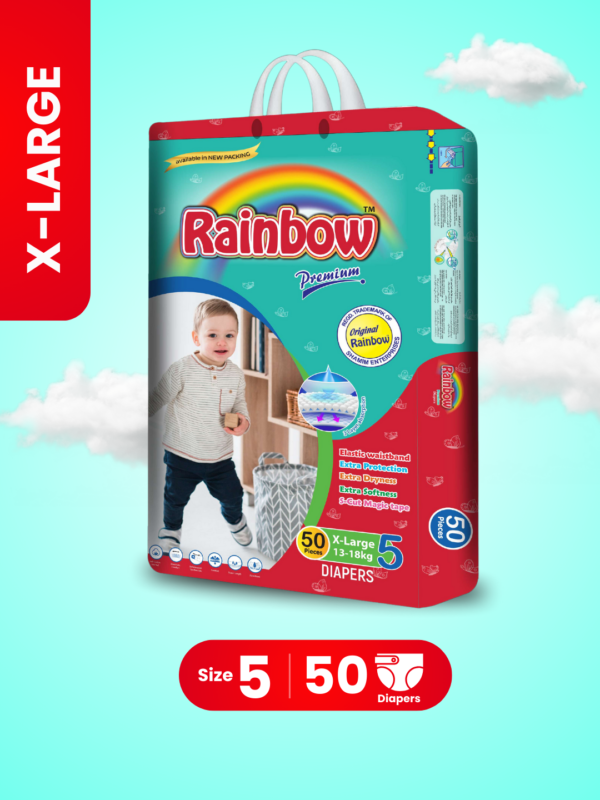 Rainbow Premium Baby Diapers Size 6 XXL (18-25Kgs) 50pcs