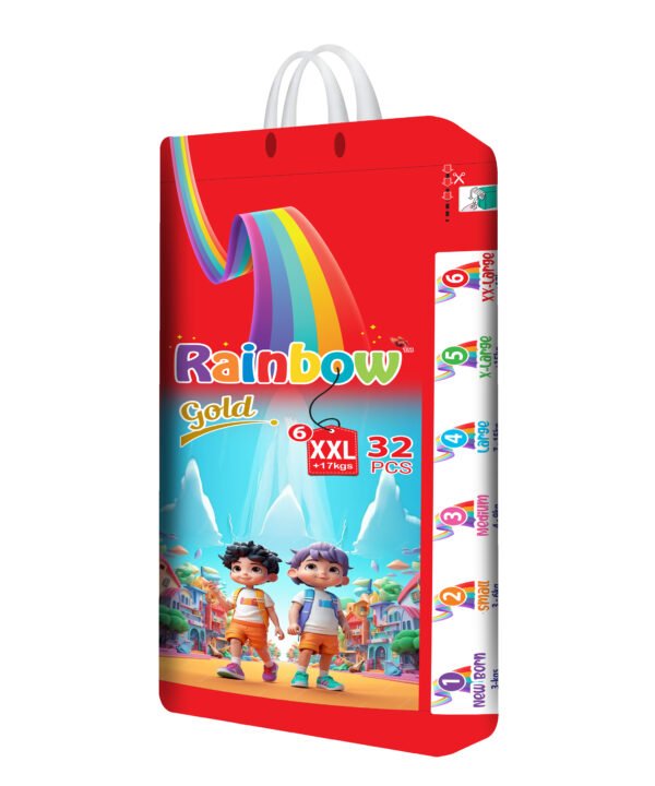 Economy Pack Rainbow Gold Baby Diapers Size 6 XXL (+17Kgs) 32pcs